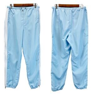 ASOS Womens 6 Track Pants Jogger Light Baby‎ Blue White Stripe Ankle Zip Active